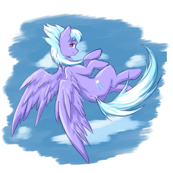 Size: 1400x1400 | Tagged: safe, artist:kira-minami, cloudchaser, pegasus, pony, g4, cloud, female, flying, looking at you, looking back, looking back at you, mare, smiling, solo