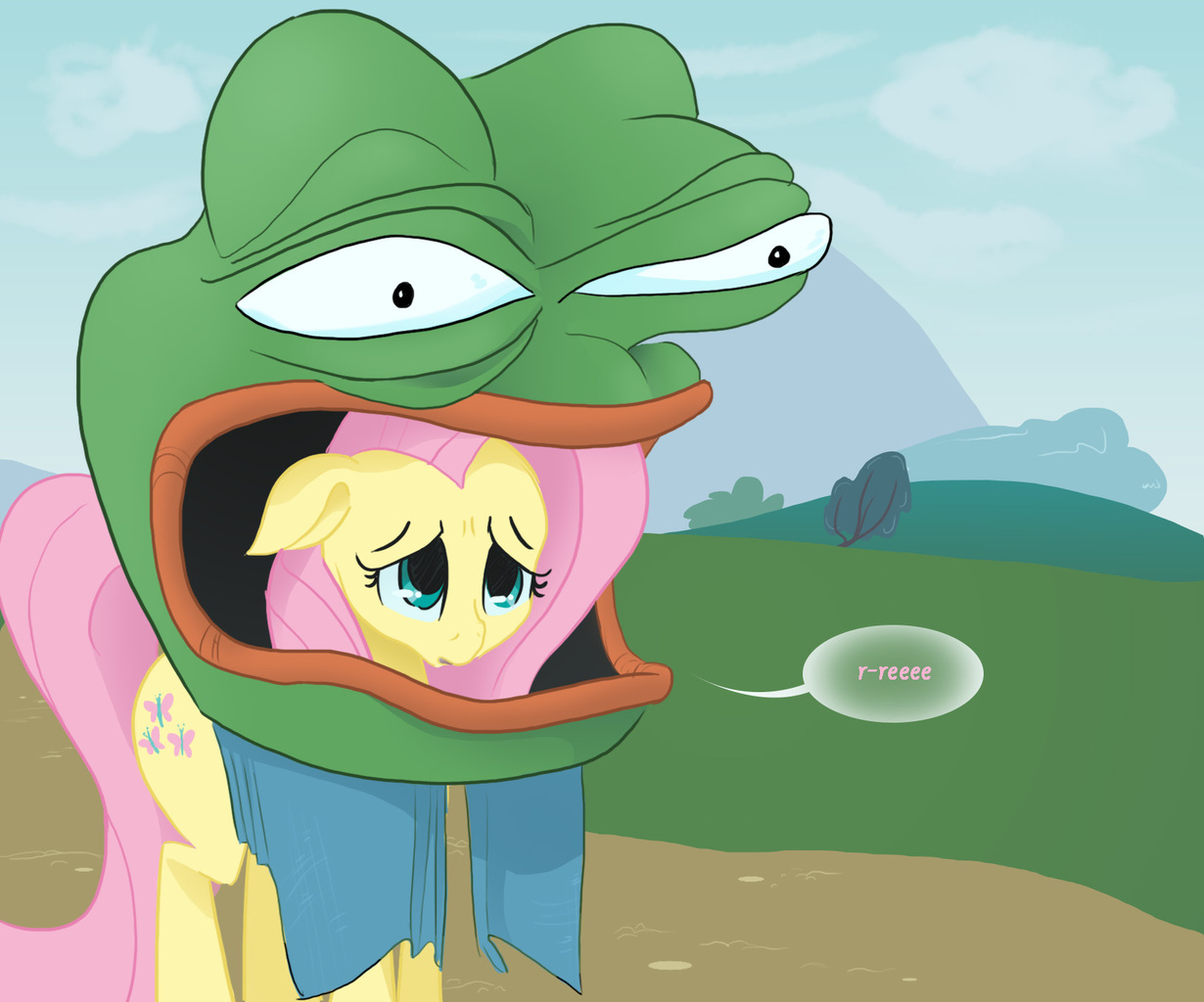 #900056 - artist needed, safe, fluttershy, g4, pepe the frog, reeee ...