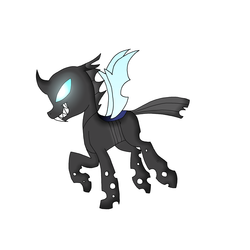 Size: 2500x2500 | Tagged: safe, artist:sonicmila, changeling, grin, high res, sharp teeth, smiling, solo