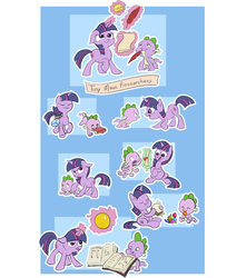Size: 924x1044 | Tagged: safe, artist:nukilik, spike, twilight sparkle, dragon, pony, unicorn, g4, baby spike, book, cute, eating, eyes closed, female, filly, hnnng, looking at each other, magic, male, nukilik is trying to murder us, open mouth, smiling, spikabetes, tongue out, twiabetes