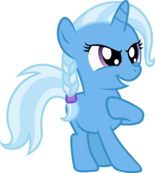 Size: 1745x1945 | Tagged: safe, artist:dtkraus, trixie, pony, unicorn, g4, alternate hairstyle, braid, female, filly, filly trixie, grin, mare, ponytail, pose, simple background, solo, transparent background, vector, younger