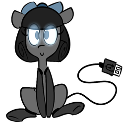Size: 600x600 | Tagged: safe, artist:whydomenhavenipples, oc, oc only, oc:sammy p, object pony, original species, ask, cellphone, glowing eyes, phone, ponified, smartphone, solo, tumblr, usb, usb cable, usb tail