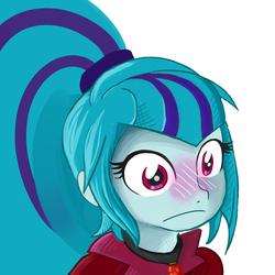 Size: 2000x2000 | Tagged: safe, artist:tivy, sonata dusk, equestria girls, g4, blushing, female, high res, reaction image, solo