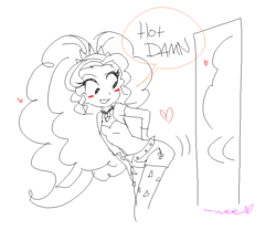 Size: 728x605 | Tagged: safe, artist:rileyav, adagio dazzle, human, equestria girls, g4, adagio dat-azzle, ass, blushing, butt, butt shake, female, heart, mirror, narcissism, solo, the ass was fat