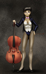 Size: 2500x4000 | Tagged: safe, artist:mykegreywolf, octavia melody, human, g4, cello, clothes, female, hand on hip, humanized, musical instrument, solo