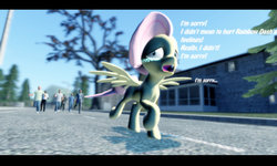 Size: 1024x614 | Tagged: safe, artist:dragonboi471, fluttershy, human, g4, tanks for the memories, 3d, angry mob, crying, gmod, irl, photo, ponies in real life