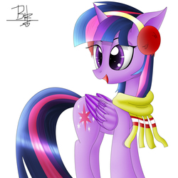 Size: 2300x2300 | Tagged: safe, artist:mrbrunoh1, twilight sparkle, alicorn, pony, g4, tanks for the memories, female, happy, high res, simple background, solo, twilight sparkle (alicorn), white background, winter