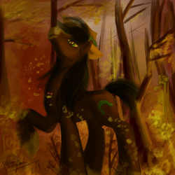 Size: 2500x2500 | Tagged: safe, artist:pedrohander, trouble shoes, appleoosa's most wanted, g4, colored, digital art, forest, high res, male, solo, that was fast