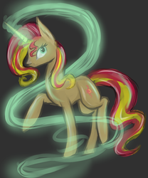 Size: 2000x2400 | Tagged: safe, artist:gloriajoy, sunset shimmer, pony, unicorn, g4, female, high res, magic, raised hoof, solo