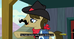 Size: 1600x855 | Tagged: safe, screencap, sheriff silverstar, earth pony, pony, appleoosa's most wanted, g4, male, meme, solo, stallion, youtube caption