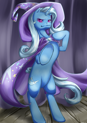 Size: 2480x3508 | Tagged: safe, artist:myukari, trixie, pony, g4, bipedal, female, high res, solo, stage