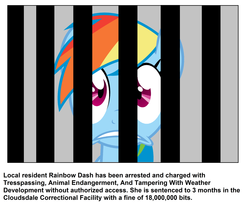 Size: 3720x3048 | Tagged: safe, rainbow dash, pegasus, pony, g4, tanks for the memories, high res, prison, prisoner rd, solo