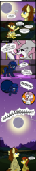 Size: 800x3783 | Tagged: safe, artist:veggie55, princess celestia, princess luna, oc, oc:vento, alicorn, pegasus, pony, g4, angry, argument, calling, cewestia, colt, comic, dialogue, eclipse, filly, implied lauren faust, looking at each other, looking at someone, looking up, male, moon, night, pink-mane celestia, pointing, raised hoof, s1 luna, sibling rivalry, smiling, solar eclipse, spanish, speech bubble, stallion, stars, sun, translation, translator:the-luna-fan, woona, yelling, young celestia, young luna, younger