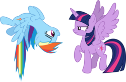 Size: 4616x3000 | Tagged: safe, artist:dashiesparkle, rainbow dash, twilight sparkle, alicorn, pony, g4, testing testing 1-2-3, .svg available, female, mare, simple background, transparent background, twilight sparkle (alicorn), vector