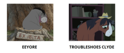 Size: 1232x528 | Tagged: safe, screencap, trouble shoes, appleoosa's most wanted, g4, comparison, eeyore, winnie the pooh
