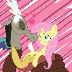 Size: 1024x1024 | Tagged: safe, artist:waackery, discord, fluttershy, g4, female, male, ship:discoshy, shipping, straight