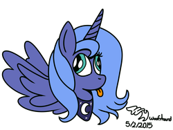 Size: 1024x768 | Tagged: safe, artist:xwoofyhoundx, princess luna, alicorn, pony, g4, 2spooky, derp, female, filly, s1 luna, solo, tongue out, woona