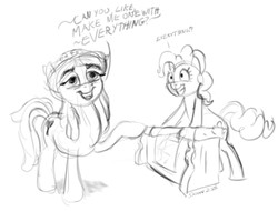 Size: 1856x1408 | Tagged: safe, artist:snapai, pinkie pie, tree hugger, g4, make new friends but keep discord, monochrome, sketch