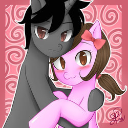 Size: 894x894 | Tagged: safe, artist:liny-an, oc, oc only, oc x oc, shipping, valentine's day