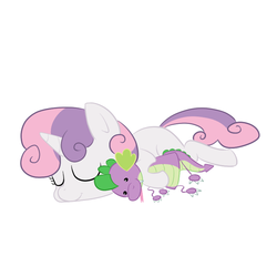 Size: 800x800 | Tagged: safe, artist:elslowmo, spike, sweetie belle, g4, female, male, plushie, ship:spikebelle, shipping, solo, spike plushie, straight