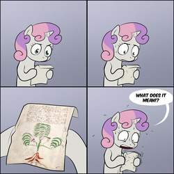 Size: 1280x1280 | Tagged: safe, artist:lemondevil, sweetie belle, g4, exploitable meme, meme, sweetie's note meme