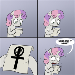 Size: 1280x1280 | Tagged: safe, sweetie belle, g4, ace of base, exploitable meme, meme, sweetie's note meme