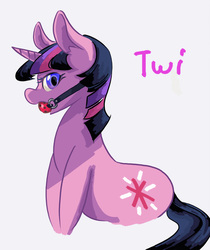 Size: 1000x1193 | Tagged: safe, artist:yachimata, twilight sparkle, pony, unicorn, g4, ballgag, female, gag, solo, unicorn twilight