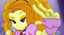 Size: 960x535 | Tagged: safe, screencap, adagio dazzle, equestria girls, g4, my little pony equestria girls: rainbow rocks, female, looking at you, microphone, solo, these are not the droids you're looking for, under our spell