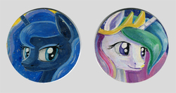 Size: 500x264 | Tagged: safe, artist:maytee, princess celestia, princess luna, alicorn, pony, g4, coaster, craft