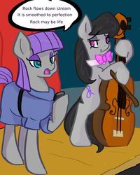 Size: 8000x10000 | Tagged: artist needed, source needed, safe, boulder (g4), maud pie, octavia melody, g4, absurd resolution, cello, duo, musical instrument, poetry, stage, that pony sure does love rocks