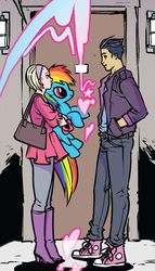 Size: 616x1077 | Tagged: safe, artist:sophie campbell, idw, rainbow dash, g4, cameo, comic, jem and the holograms, jerrica benton, pony cameo, pony reference, rio pacheco