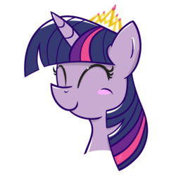 Size: 1000x1000 | Tagged: safe, artist:bojo, twilight sparkle, alicorn, pony, g4, blushing, bust, crown, eyes closed, female, happy, horn, jewelry, mare, portrait, simple background, smiling, solo, tiara, transparent background, twilight sparkle (alicorn)