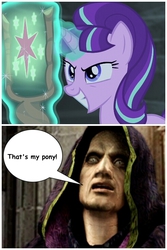 Size: 490x735 | Tagged: safe, starlight glimmer, g4, exploitable meme, meme, osmund saddler, resident evil, resident evil 4, that's my pony, that's my x