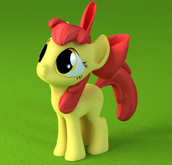 Size: 900x864 | Tagged: safe, artist:3d thread, apple bloom, friendship is magic, g4, my little pony: friendship is magic, 3d, 3d model, adorabloom, apple bloom's bow, blender, bow, cute, female, hair bow, hnnng, scene interpretation, solo