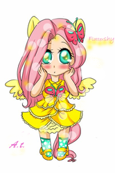 Size: 402x604 | Tagged: safe, artist:anntorsee, fluttershy, human, g4, chibi, eared humanization, female, humanized, solo, tailed humanization, winged humanization