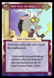 Size: 423x600 | Tagged: safe, enterplay, discord, absolute discord, g4, my little pony collectible card game, blue (da ba dee), ccg, eiffel 65