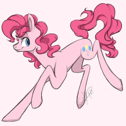 Size: 1224x1224 | Tagged: safe, artist:ebonytails, pinkie pie, earth pony, pony, g4, female, mare, signature, simple background, smiling, solo, white background