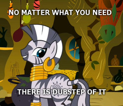 Size: 425x367 | Tagged: safe, zecora, zebra, g4, dubstep, dubstep love, duckery in the comments, image macro, meme