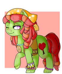 Size: 816x979 | Tagged: safe, artist:sofilut, tree hugger, g4, make new friends but keep discord, female, raised hoof, smiling, solo, wink