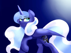 Size: 1024x768 | Tagged: safe, artist:jolosbiney, princess luna, g4, alternate hairstyle, female, smiling, solo