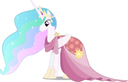 Size: 5560x3575 | Tagged: safe, artist:infinitewarlock, princess celestia, pony, g4, make new friends but keep discord, absurd resolution, clothes, dress, female, gala dress, mare, simple background, solo, transparent background, vector