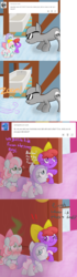 Size: 1280x4560 | Tagged: safe, artist:tapeysides, oc, oc only, oc:button, oc:itty bit, oc:parfait, pony, ask itty bit, accident, anonymous, baby, baby pony, diaper, foal, messy diaper, tumblr