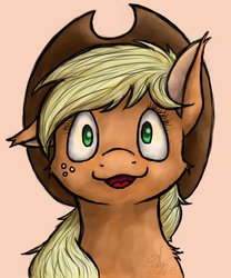 Size: 1024x1229 | Tagged: safe, artist:eternalsubscriber, applejack, g4, female, looking at you, open mouth, smiling, solo