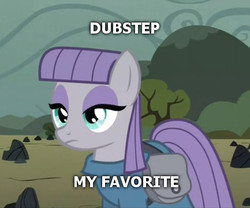 Size: 433x360 | Tagged: safe, edit, edited screencap, screencap, maud pie, earth pony, pony, g4, maud pie (episode), clothes, dress, dubstep, dubstep love, duckery in the comments, female, heresy, image macro, mare, maud heresy, music heresy, solo