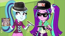 Size: 458x258 | Tagged: safe, edit, edited screencap, screencap, aria blaze, sonata dusk, equestria girls, g4, my little pony equestria girls: rainbow rocks, cigarette, mlg