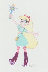 Size: 1024x1524 | Tagged: safe, artist:soulsliver249, human, equestria girls, g4, crossover, cute, drawing, equestria girls plus, equestria girls-ified, female, grin, looking at you, smiling, solo, star butterfly, star vs the forces of evil, traditional art
