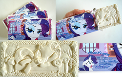 Size: 1600x1016 | Tagged: safe, artist:artninja101, rarity, g4, chocolate, chocolate bar, craft, duckface, food art, irl, photo, the worst possible thing, white chocolate