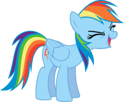 Size: 7746x6383 | Tagged: safe, artist:emedina13, rainbow dash, pegasus, pony, g4, sonic rainboom (episode), absurd resolution, backwards cutie mark, cheering, cute, dashabetes, eyes closed, female, flutteryay, mare, role reversal, simple background, solo, transparent background, vector, yay