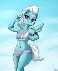 Size: 1800x2200 | Tagged: safe, artist:skecchiart, fleetfoot, pegasus, anthro, g4, armpits, beautiful, belly button, clothes, cute, female, headphones, jogging, midriff, sexy, shorts, smiling, solo, sports bra, spread wings, stupid sexy fleetfoot, warmup suit, wings