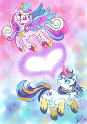 Size: 2510x3542 | Tagged: safe, artist:dreamscapevalley, princess cadance, shining armor, g4, high res, rainbow power, rainbow power-ified